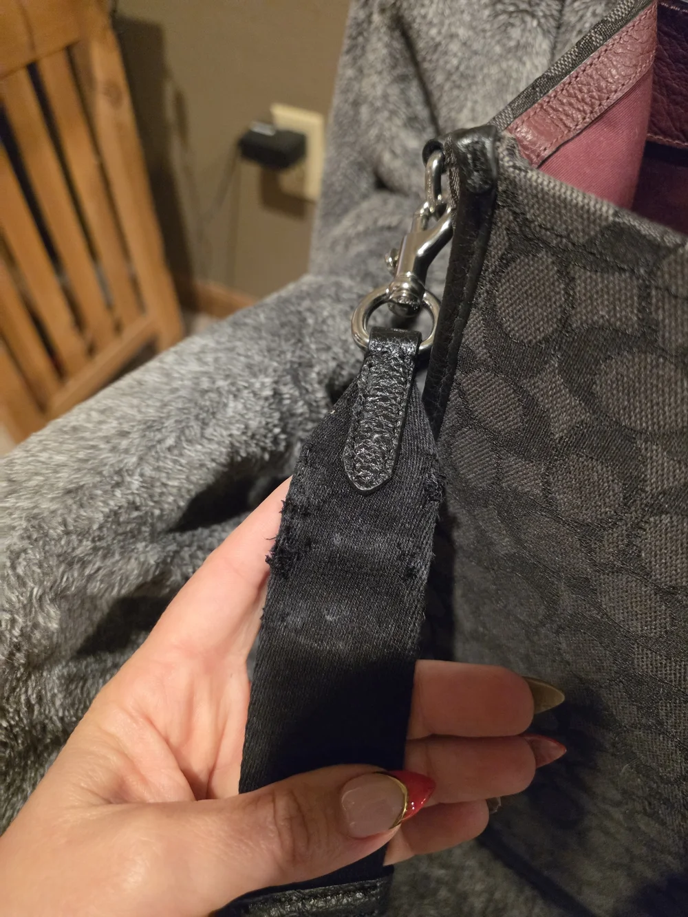 Coach Gray Signature Canvas Tote with Stripe